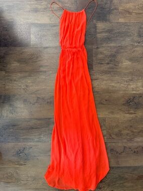 Impressions Bright Orange Spaghetti-Strap Maxi Dress
